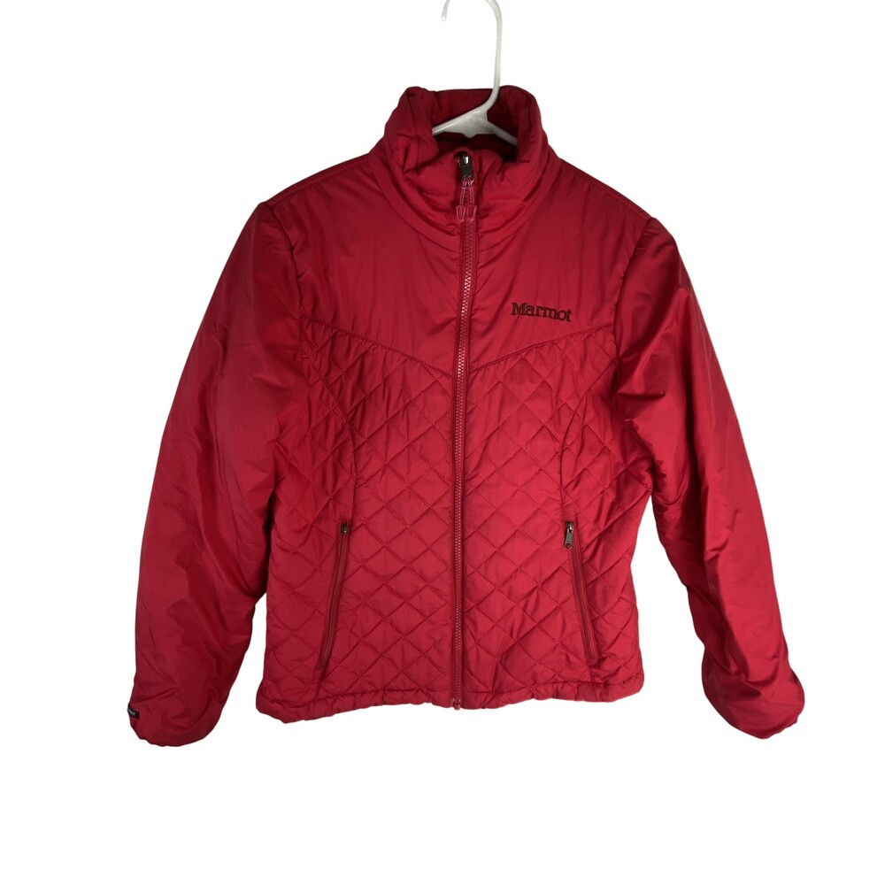 Marmot Jacket Womens Small Red Quilted Insulated Full Zip Puffer Coat Outdoor